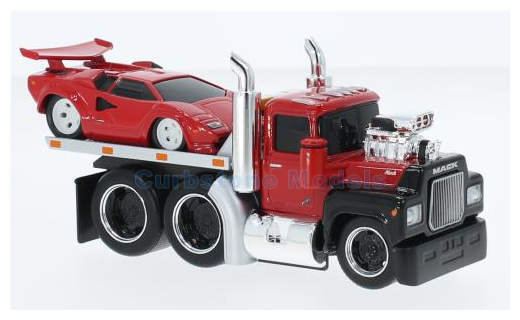Product 1:64 | Maisto 11532-11552 | Mack R685ST Flatbed With Lamborghini Countach Red and Black