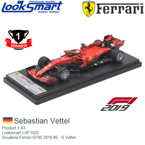 Product 1:43 | Looksmart LSF1025 | Scuderia Ferrari SF90 2019 #5 - S.Vettel