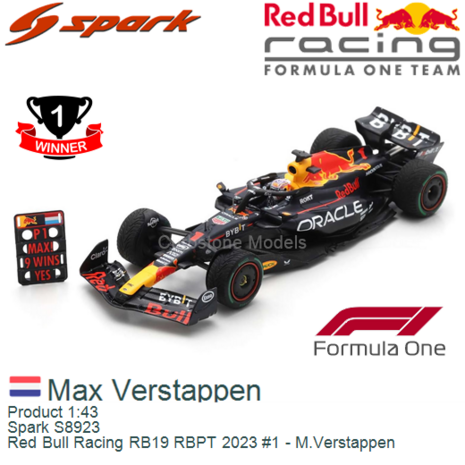 Product 1:43 | Spark S8923 | Red Bull Racing RB19 RBPT 2023 #1 - M.Verstappen