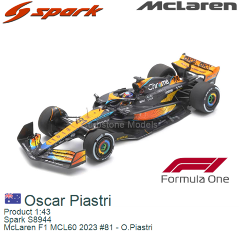 Product 1:43 | Spark S8944 | McLaren F1 MCL60 2023 #81 - O.Piastri