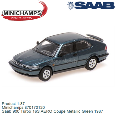 Product 1:87 | Minichamps 870170120 | Saab 900 Turbo 16S AERO Coupe Metallic Green 1987