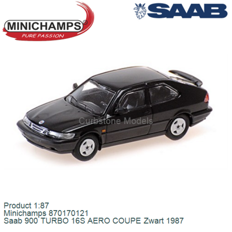 Product 1:87 | Minichamps 870170121 | Saab 900 TURBO 16S AERO COUPE Zwart 1987