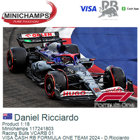 Product 1:18 | Minichamps 117241803 | Racing Bulls VCARB 01 | VISA CASH RB FORMULA ONE TEAM 2024 - D.Ricciardo