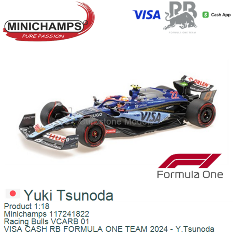 Product 1:18 | Minichamps 117241822 | Racing Bulls VCARB 01 | VISA CASH RB FORMULA ONE TEAM 2024 - Y.Tsunoda