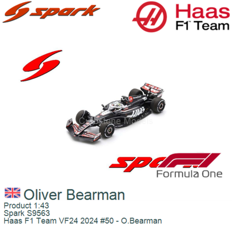 Product 1:43 | Spark S9563 | Haas F1 Team VF24 2024 #50 - O.Bearman