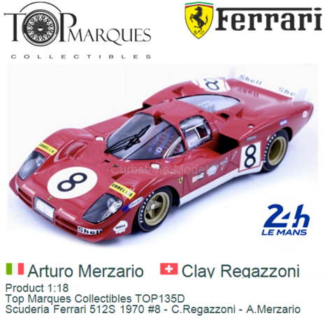 Product 1:18 | Top Marques Collectibles TOP135D | Scuderia Ferrari 512S 1970 #8 - C.Regazzoni - A.Merzario
