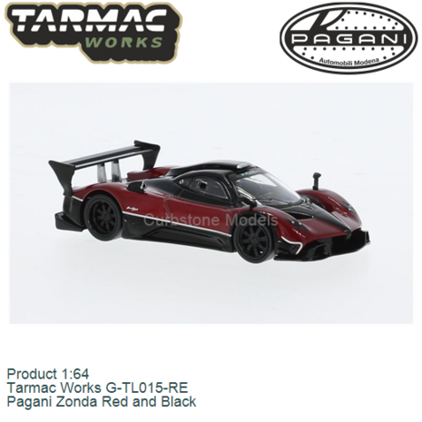 Product 1:64 | Tarmac Works G-TL015-RE | Pagani Zonda Red and Black