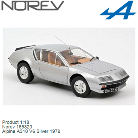 Product 1:18 | Norev 185320 | Alpine A310 V6 Silver 1979