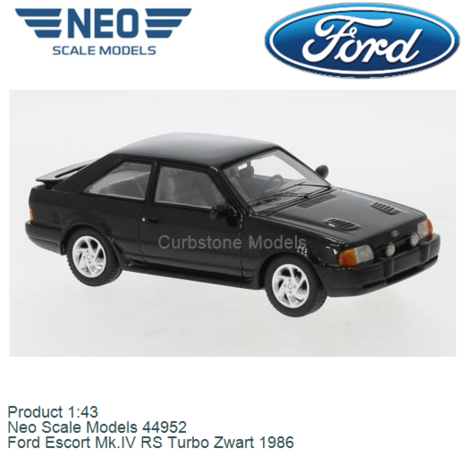Product 1:43 | Neo Scale Models 44952 | Ford Escort Mk.IV RS Turbo Zwart 1986