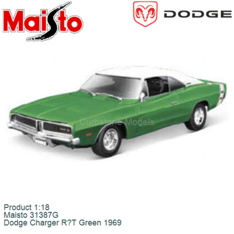 Product 1:18 | Maisto 31387G | Dodge Charger R?T Green 1969