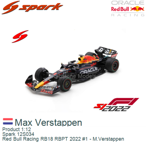 Product 1:12 | Spark 12S034 | Red Bull Racing RB18 RBPT 2022 #1 - M.Verstappen