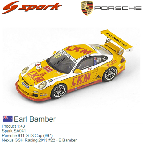 Product 1:43 | Spark SA041 | Porsche 911 GT3 Cup (997) | Nexus GSH Racing 2013 #22 - E.Bamber