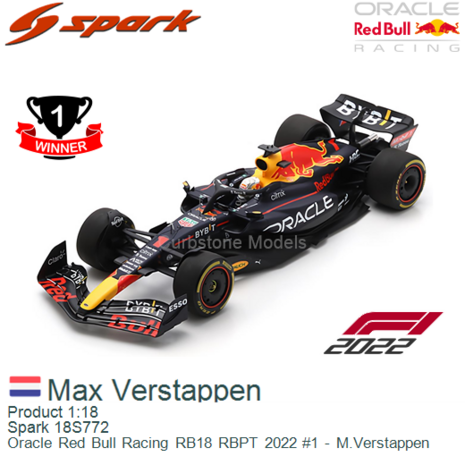 Product 1:18 | Spark 18S772 | Oracle Red Bull Racing RB18 RBPT 2022 #1 - M.Verstappen