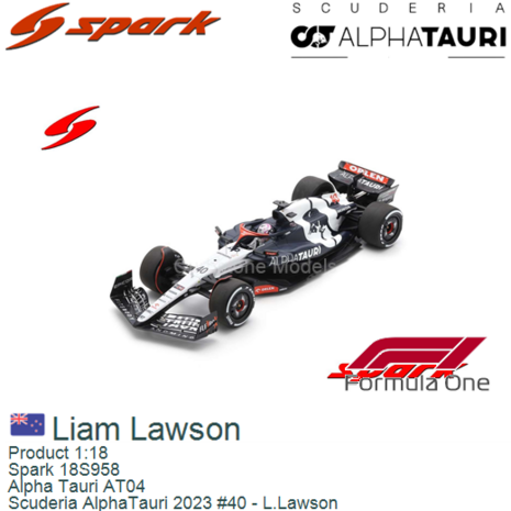 Product 1:18 | Spark 18S958 | Alpha Tauri AT04 | Scuderia AlphaTauri 2023 #40 - L.Lawson