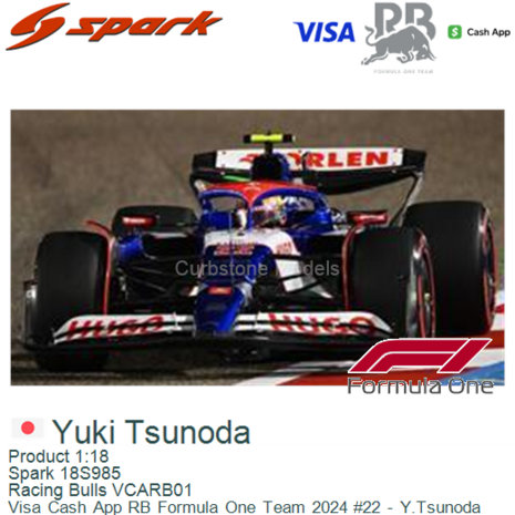 Product 1:18 | Spark 18S985 | Racing Bulls VCARB01 | Visa Cash App RB Formula One Team 2024 #22 - Y.Tsunoda
