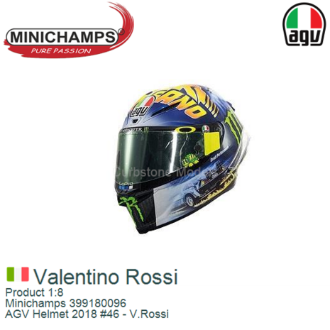 Product 1:8 | Minichamps 399180096 | AGV Helmet 2018 #46 - V.Rossi
