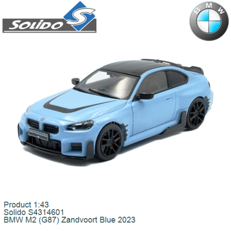Product 1:43 | Solido S4314601 | BMW M2 (G87) Zandvoort Blue 2023