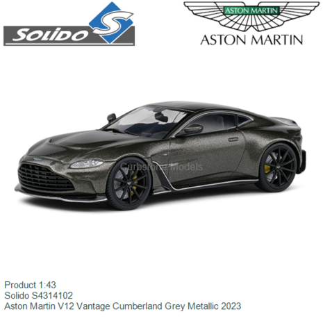 Product 1:43 | Solido S4314102 | Aston Martin V12 Vantage Cumberland Grey Metallic 2023