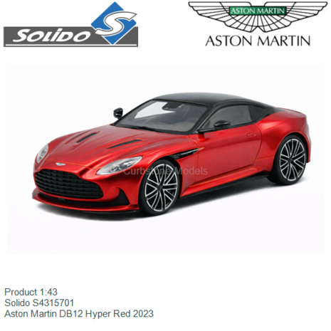 Product 1:43 | Solido S4315701 | Aston Martin DB12 Hyper Red 2023