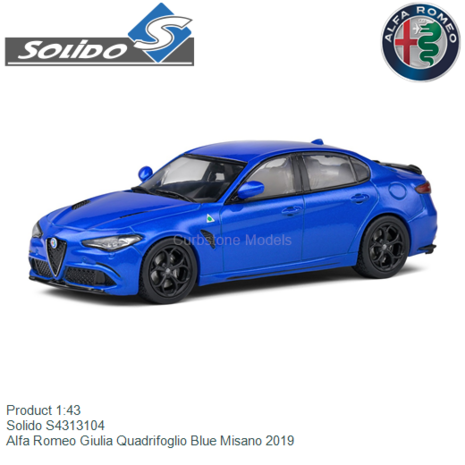 Product 1:43 | Solido S4313104 | Alfa Romeo Giulia Quadrifoglio Blue Misano 2019