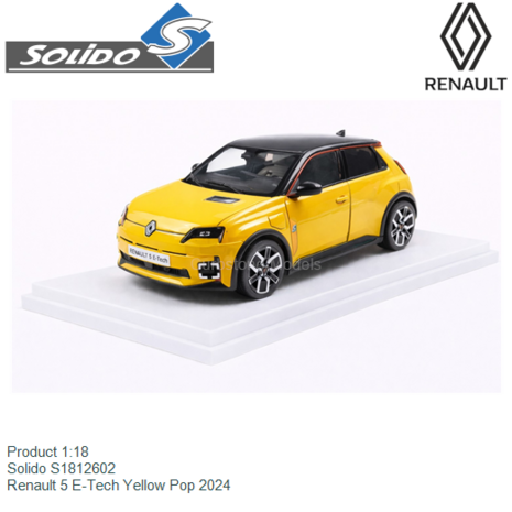 Product 1:18 | Solido S1812602 | Renault 5 E-Tech Yellow Pop 2024
