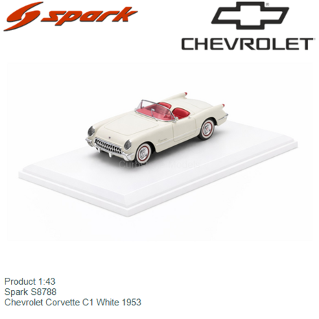 Product 1:43 | Spark S8788 | Chevrolet Corvette C1 White 1953