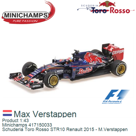 Product 1:43 | Minichamps 417150033 | Schuderia Toro Rosso STR10 Renault 2015 - M.Verstappen