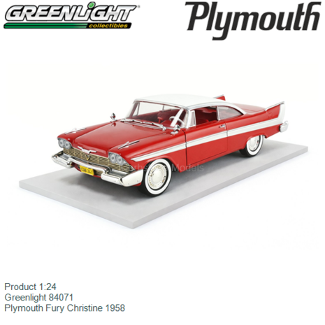 Product 1:24 | Greenlight 84071 | Plymouth Fury Christine 1958