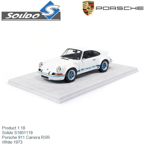 Product 1:18 | Solido S1801119 | Porsche 911 Carrera RSR | White 1973
