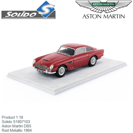 Product 1:18 | Solido S1807103 | Aston Martin DB5 | Red Metallic 1964