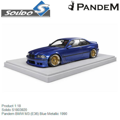Product 1:18 | Solido S1803920 | Pandem BMW M3 (E36) Blue Metallic 1990