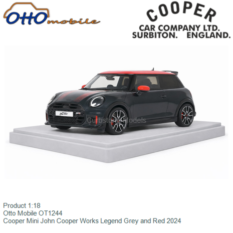 Product 1:18 | Otto Mobile OT1244 | Cooper Mini John Cooper Works Legend Grey and Red 2024