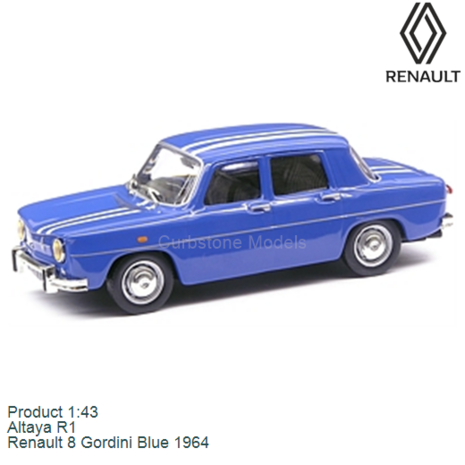 Product 1:43 | Altaya R1 | Renault 8 Gordini Blue 1964