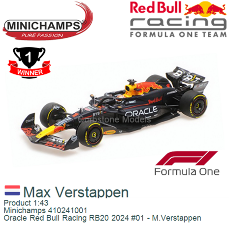 Product 1:43 | Minichamps 410241001 | Oracle Red Bull Racing RB20 2024 #01 - M.Verstappen