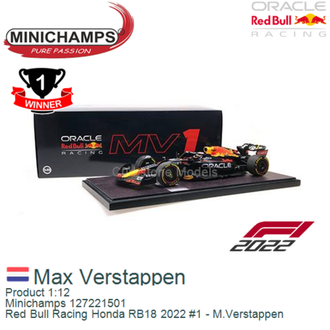 Product 1:12 | Minichamps 127221501 | Red Bull Racing Honda RB18 2022 #1 - M.Verstappen