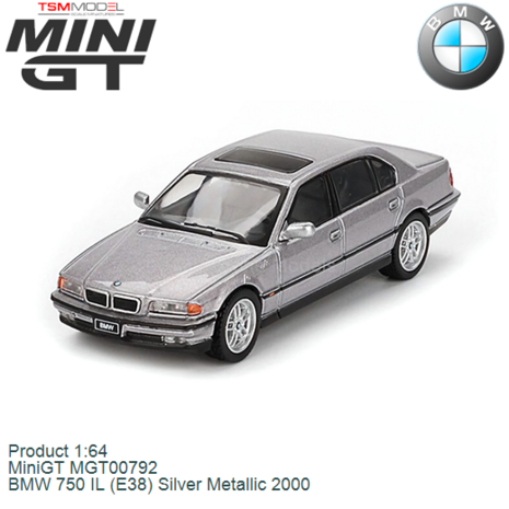 Product 1:64 | MiniGT MGT00792 | BMW 750 IL (E38) Silver Metallic 2000