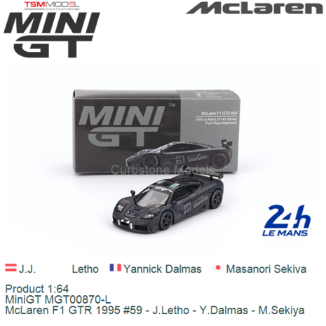 Product 1:64 | MiniGT MGT00870-L | McLaren F1 GTR 1995 #59 - J.Letho - Y.Dalmas - M.Sekiya