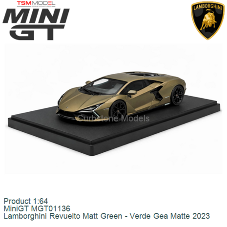 Product 1:64 | MiniGT MGT01136 | Lamborghini Revuelto Matt Green - Verde Gea Matte 2023