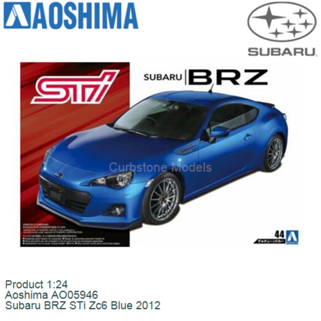 Product 1:24 | Aoshima AO05946 | Subaru BRZ STi Zc6 Blue 2012