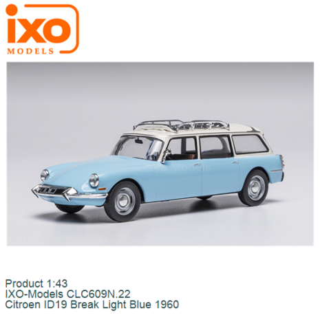 Product 1:43 | IXO-Models CLC609N.22 | Citroen ID19 Break Light Blue 1960