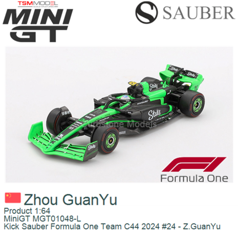 Product 1:64 | MiniGT MGT01048-L | Kick Sauber Formula One Team C44 2024 #24 - Z.GuanYu