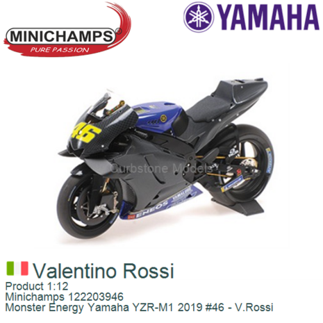 Product 1:12 | Minichamps 122203946 | Monster Energy Yamaha YZR-M1 2019 #46 - V.Rossi