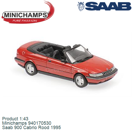 Product 1:43 | Minichamps 940170530 | Saab 900 Cabrio Rood 1995