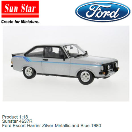 Product 1:18 | Sunstar 4637R | Ford Escort Harrier Zilver Metallic and Blue 1980