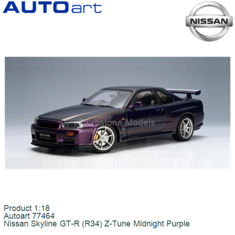 Product 1:18 | Autoart 77464 | Nissan Skyline GT-R (R34) Z-Tune Midnight Purple