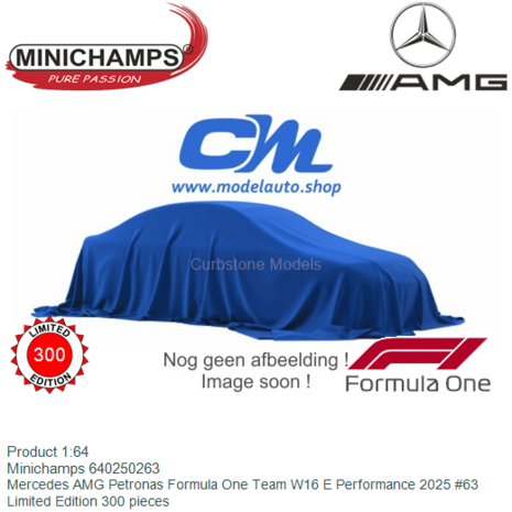 Product 1:64 | Minichamps 640250263 | Mercedes AMG Petronas Formula One Team W16 E Performance 2025 #63