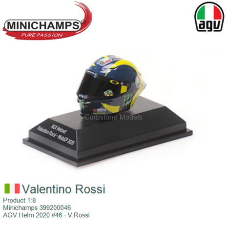 Product 1:8 | Minichamps 399200046 | AGV Helm 2020 #46 - V.Rossi