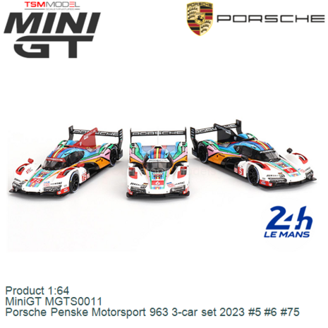 Product 1:64 | MiniGT MGTS0011 | Porsche Penske Motorsport 963 3-car set 2023 #5 #6 #75
