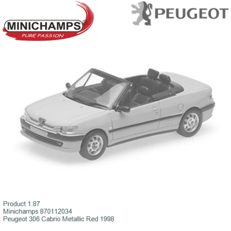 Product 1:87 | Minichamps 870112034 | Peugeot 306 Cabrio Metallic Red 1998