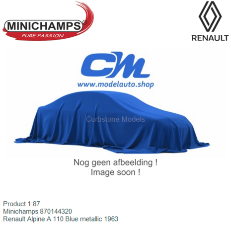 Product 1:87 | Minichamps 870144320 | Renault Alpine A 110 Blue metallic 1963